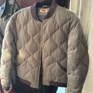 Gray Quilted Bomber Jacket